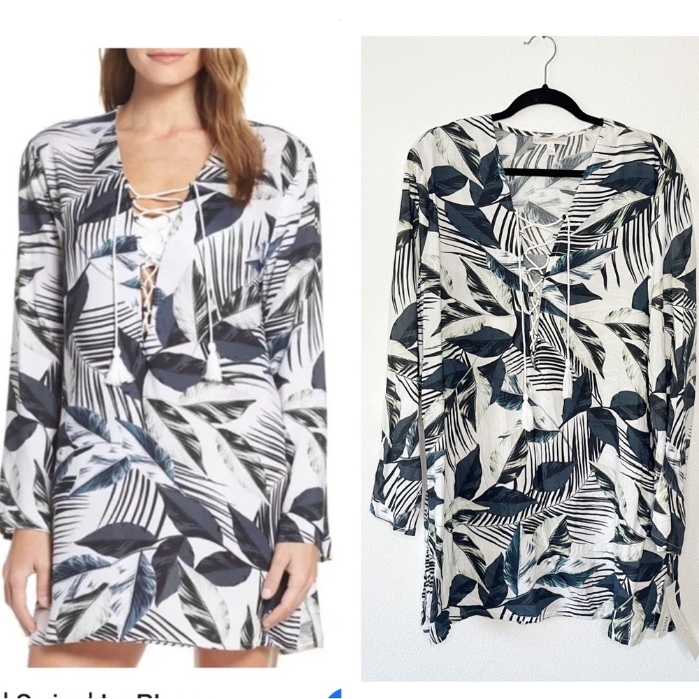 NWT La Blanca Moment Of Zen Printed Tunic Dress Swim Beach Cover-Up Size Large